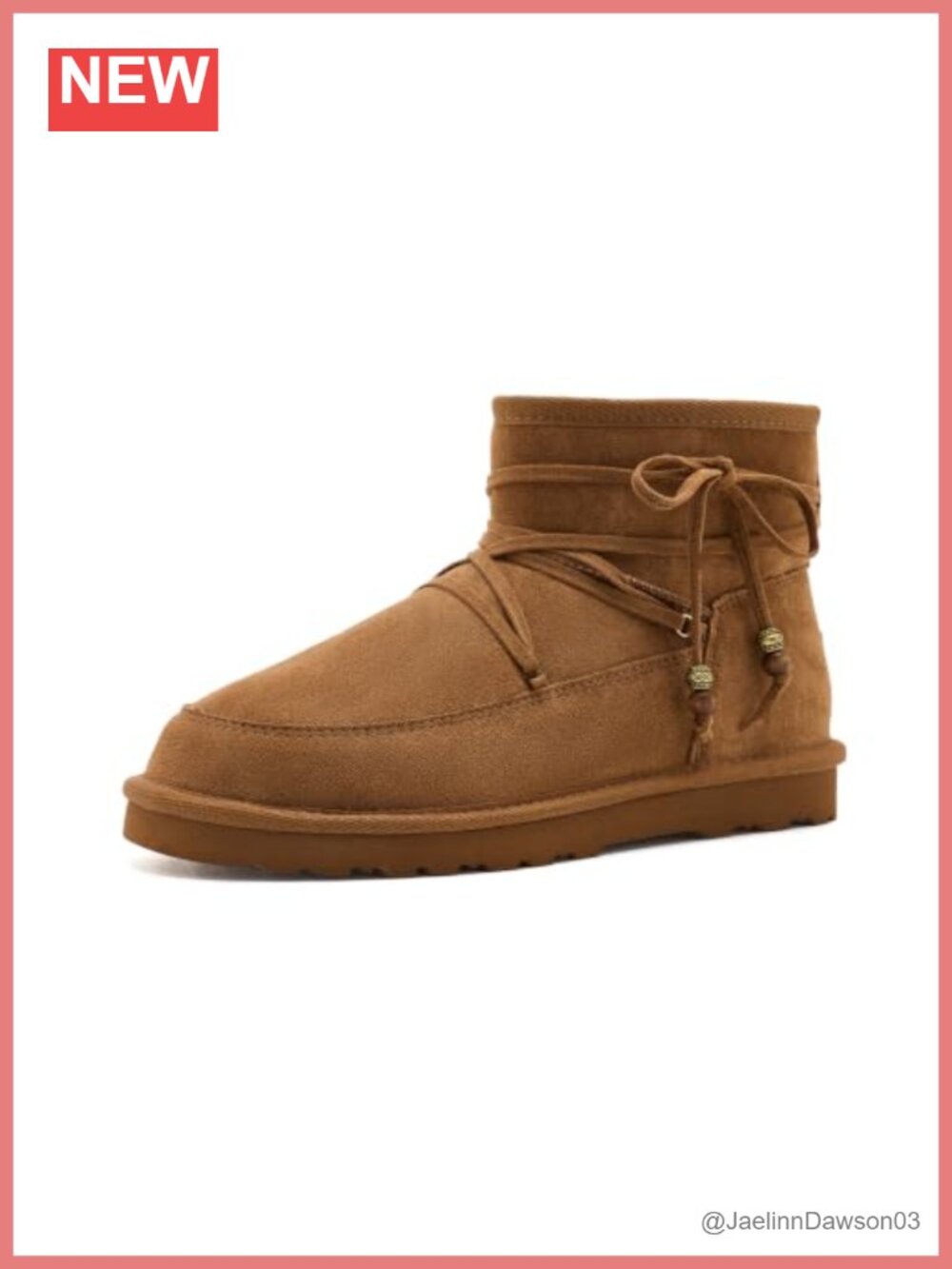 Faux Suede Ankle Bootie Pull-On Faux Fur Lined Round Toe